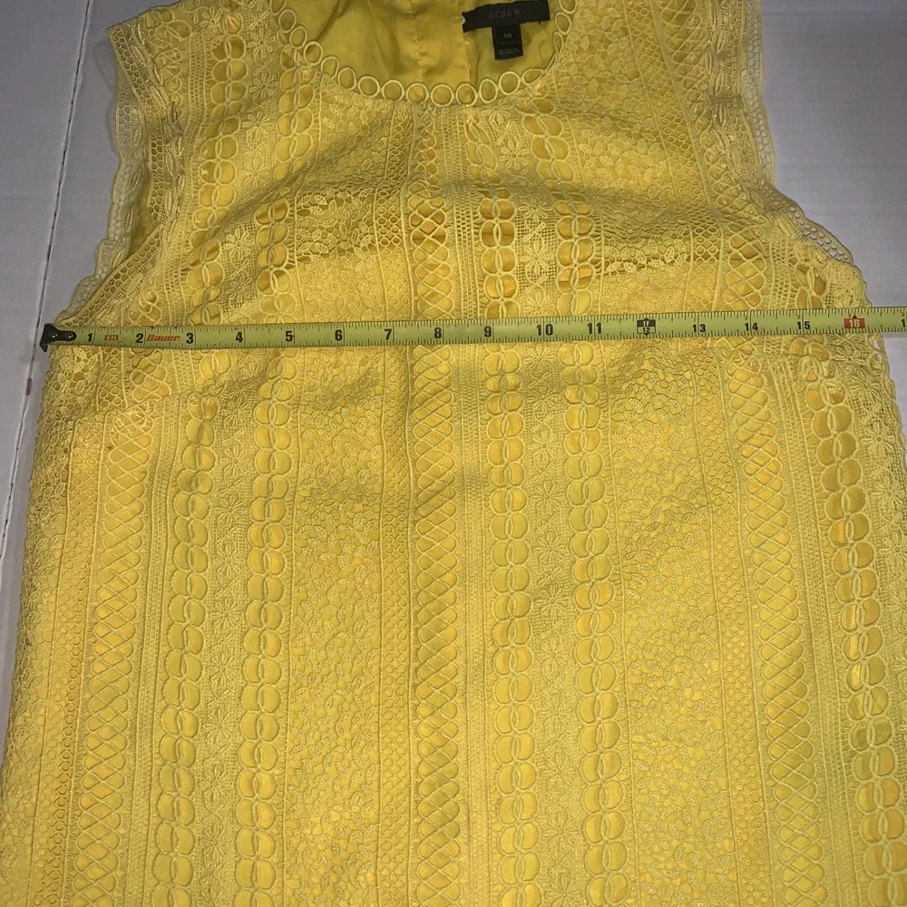 J‎ CREW Womens Size 00 Sleeveless Lined Lace Yellow Lace Crochet Tank Top Blouse - Picture 6 of 10